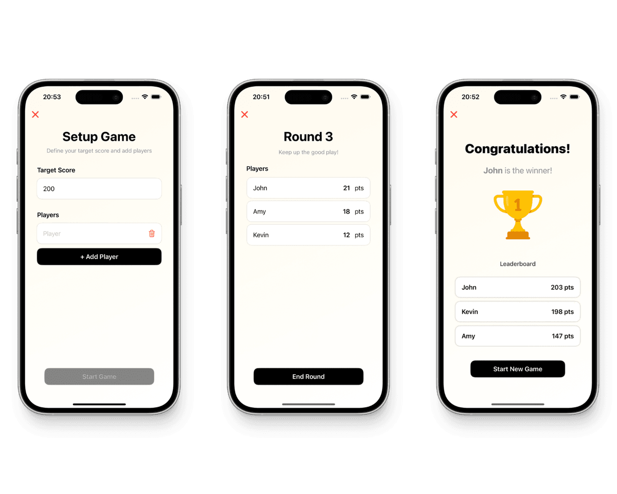 Screenshot of the app